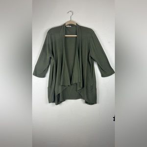 Fave 2X Cardigan Woman’s khaki Green Layered Opening Long Sleeve.